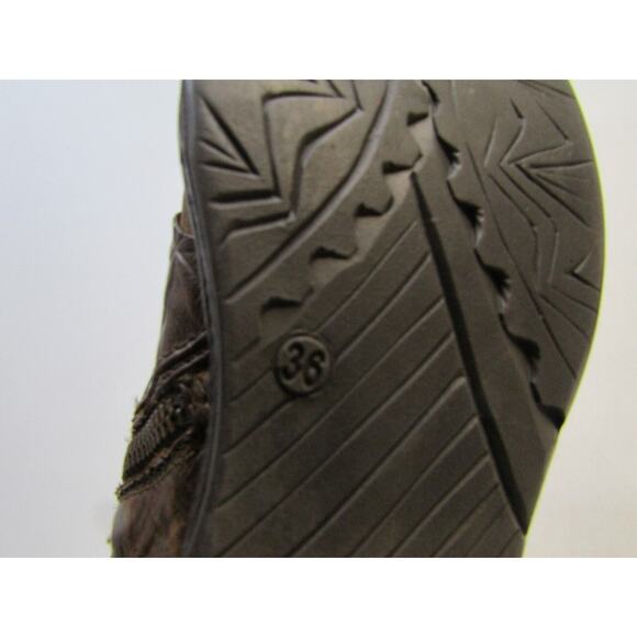 A.S. 98 Womens Size 36 EUR Brown Tooled Leather Buckle Zip Ankle Boots Booties - Picture 10 of 11
